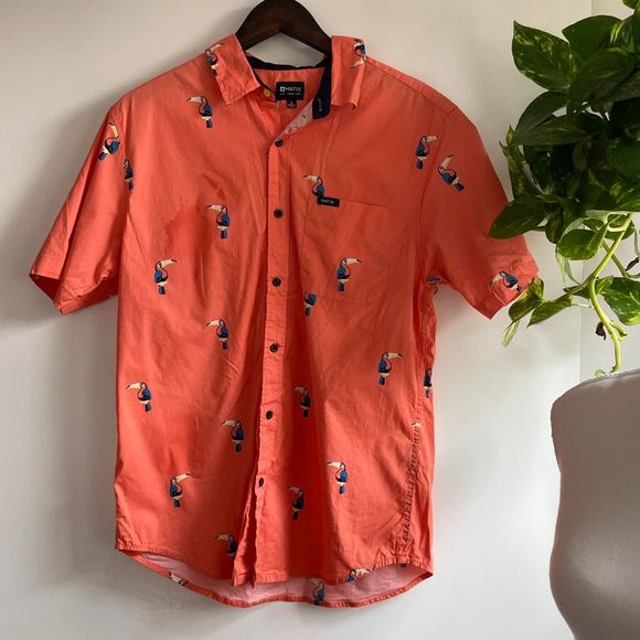 matix Other - Orange Hawaiian Toucan Button Down  Shirt